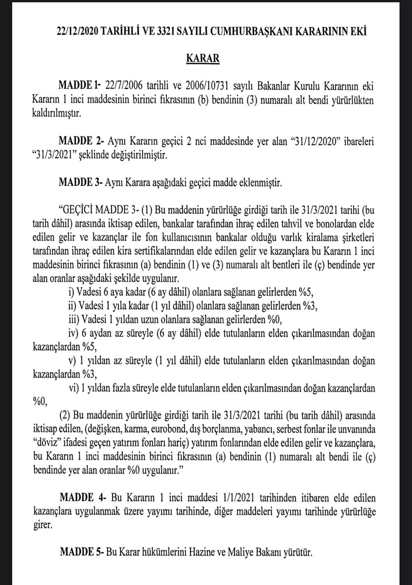 🚨🚨Fonlarda stopaj istisnası 31.07.2024 tarihine uzatıldı ancak %0 yerine %7,5 olarak oran uygulanacak, Mevduat ile eşitlenmiş olacak.