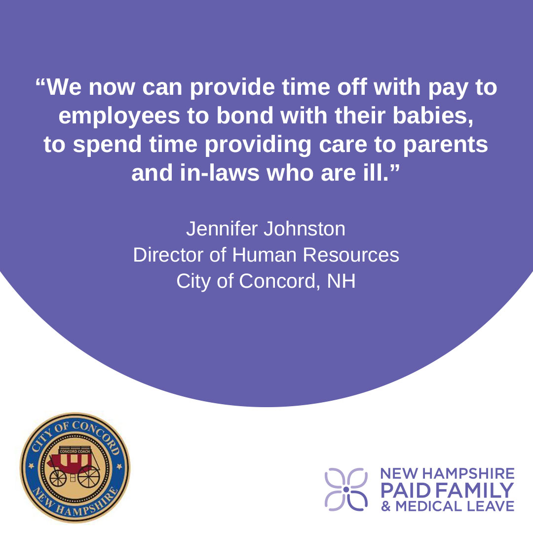 The City of @CityOfConcordNH provides NH PFML for its workforce. #PaidLeave Learn more here: paidfamilymedicalleave.nh.gov/employers