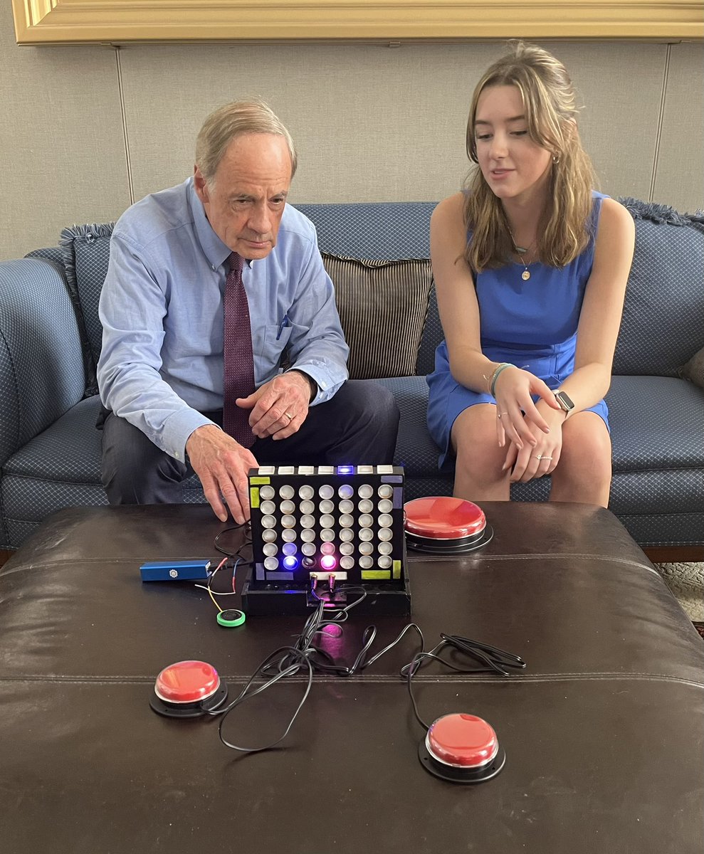 Congratulations to the @BrandywineHigh STEM Team on winning the nationwide Samsung #SolveForTomorrow competition! Today, I had the chance to meet with Olivia, a member of the team, to hear about their work to make board games more accessible to those with disabilities.