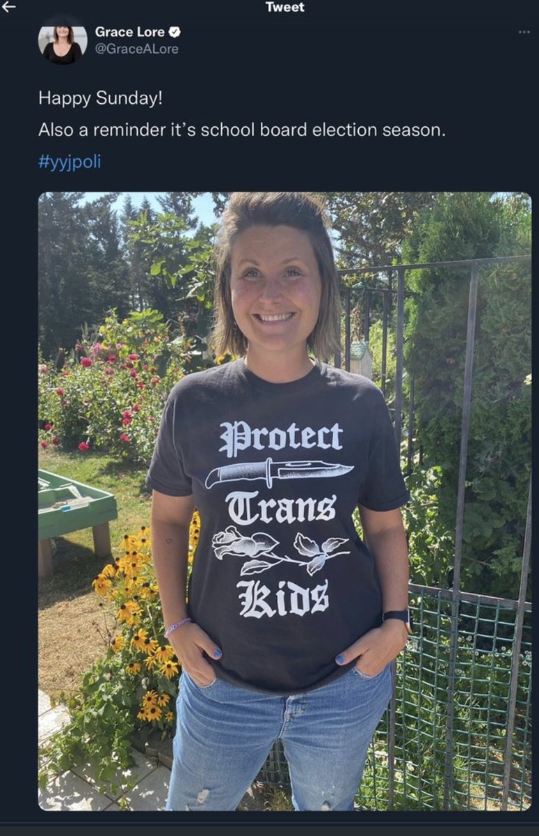 @GraceALore If you want everyone to live, why do you have a knife on your shirt? Is the knife for those who don't believe in gender kids? Seems rather aggressive.