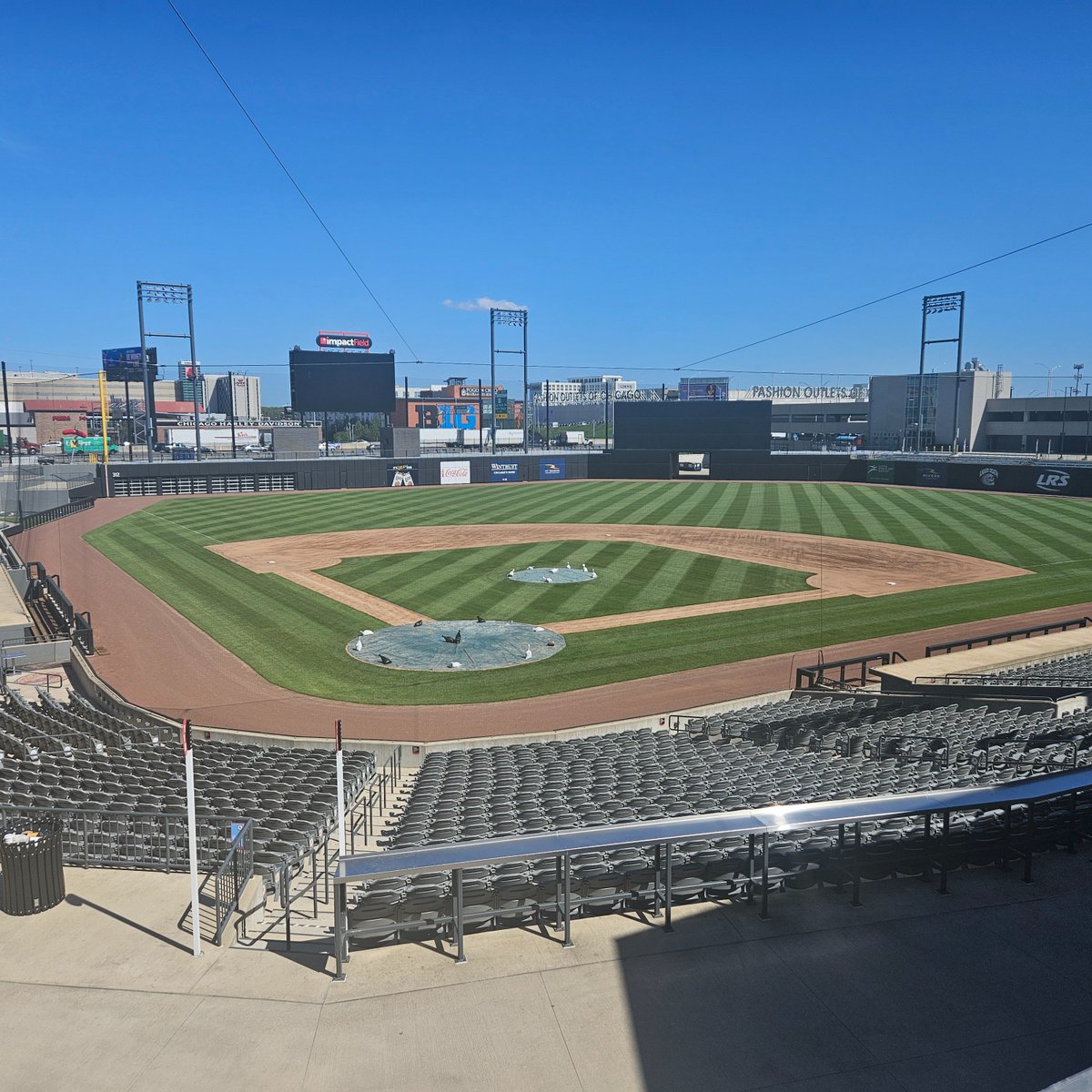 Next stop. The home of @TheChicagoDogs, named one of best places to work in #sportsbiz per @SBJ, right across from @bigten