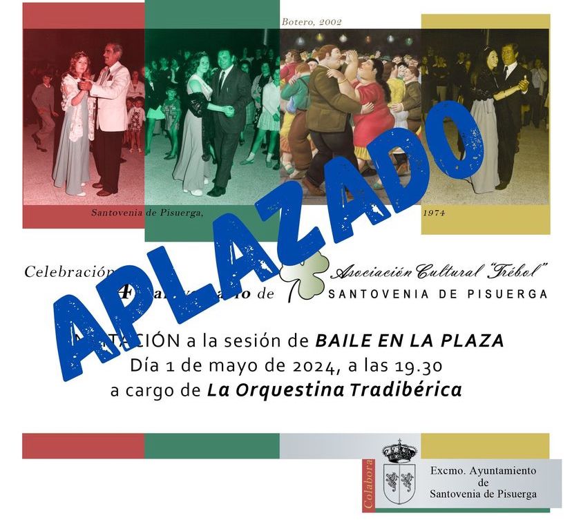 Todos los actos, programados para el 1 de mayo de la asociación cultural El Trébol quedan aplazados al 25 de Mayo por previsión de lluvias.