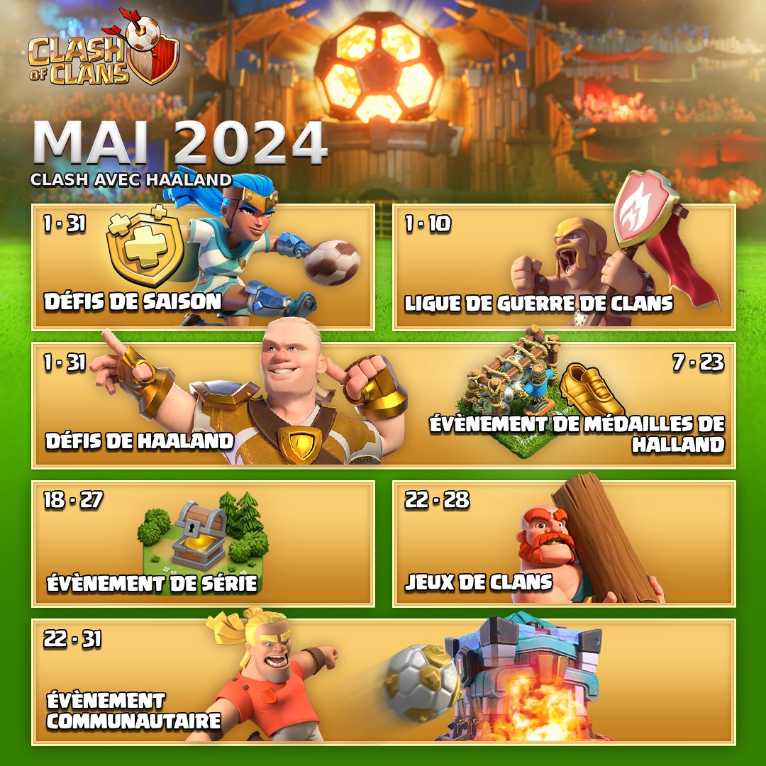 Spartafail (@spartafail) on Twitter photo Voici le calendrier des évènement <a href="/ClashofClans/">Clash of Clans</a> pour le mois de mai
Un tas d'évènement à venir ... Voici le calendrier des évènement <a href="/ClashofClans/">Clash of Clans</a> pour le mois de mai
Un tas d'évènement à venir ...