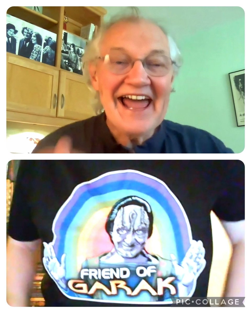 It's been fully three years now since I started selling Friend of Garak merch. Here's an actual photo of Andy Robinson seeing it for the first time, sent to me by a customer in Finland because despite everything the internet is still amazing.