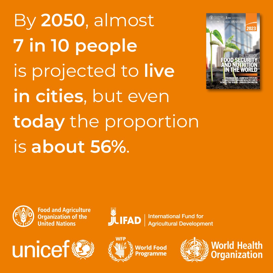 CoumbaDSow's tweet image. In 2023 #SOFI explored Rural-urban Continuum in #AgrifoodSystems

While the annual flagship report informed as it usually does on progress towards ending hunger, achieving food security, and improving nutrition, it had a focus on:

&quot;How #urbanization is shaping #agrifood systems,…