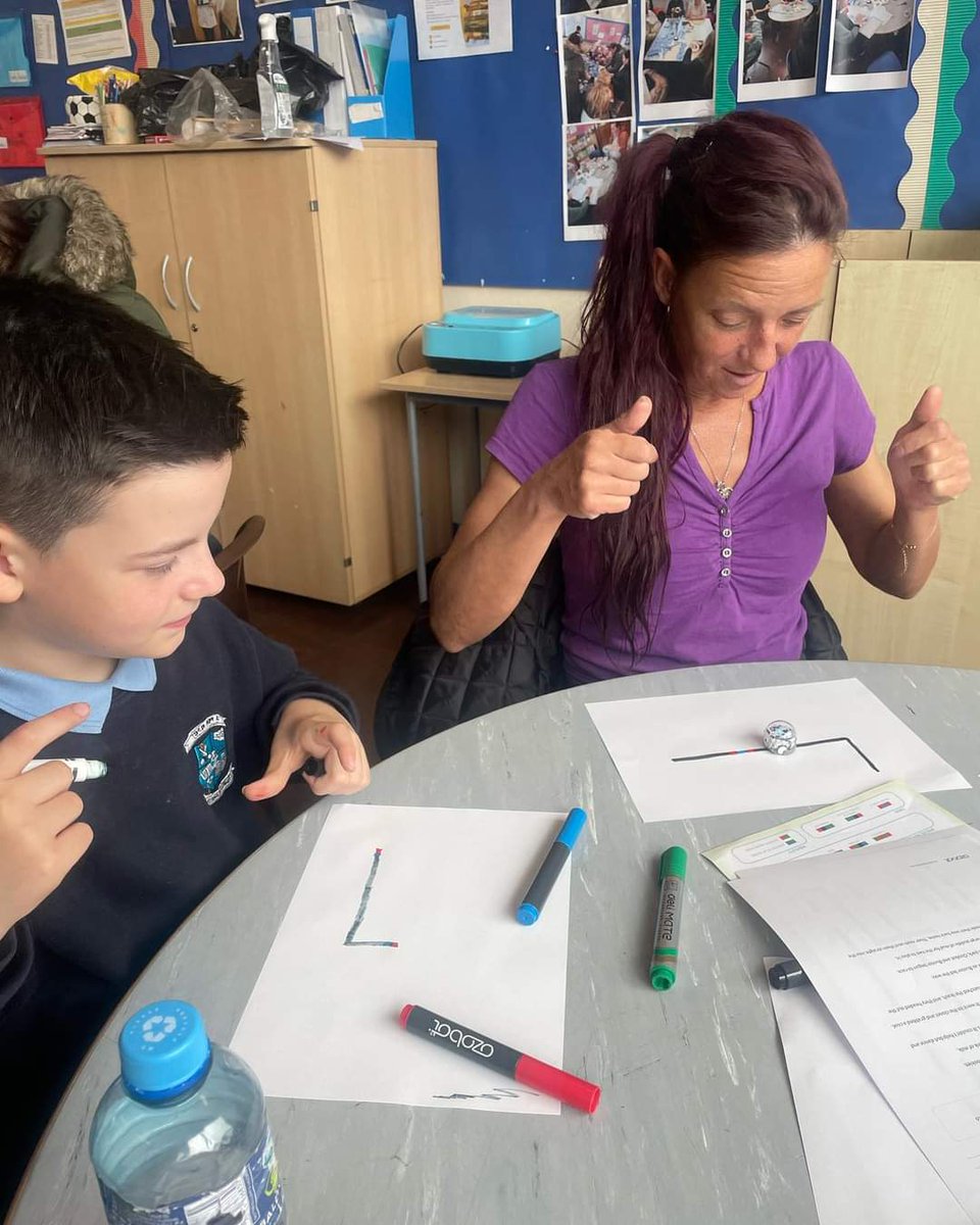 4th & 5th class pupils helped to teach their parents how to code today using Ozobots. The children started the class by teaching the parents how to code the robots to complete different moves. The children then worked together with their parent to solve a challenge #STEM #Parents