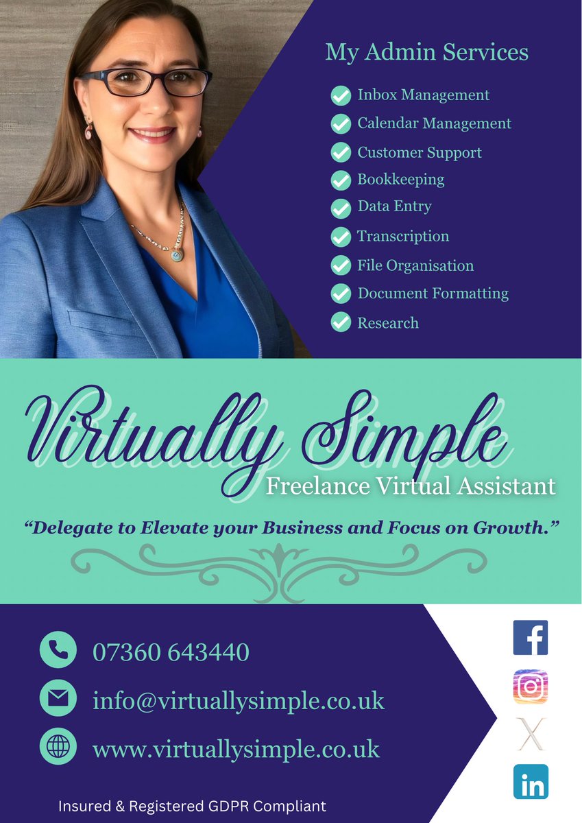 🌟 Need a hand with your inbox or schedule? I'm here to help! As a freelance Virtual Assistant, I specialise in managing those time-consuming tasks so you can focus on growing your business. Interested? Let's chat! 

#virtualassistant #virtuallysimple #adminsupport #B2B