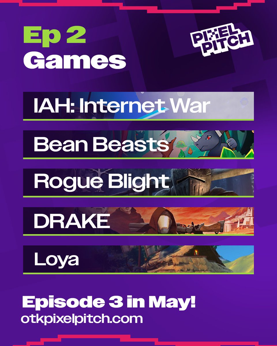 Check out all of the games shown today during #OTKPixelPitch Episode 2 👑

🕹️ linktr.ee/OTKPixelPitch24 

Be sure to show support by wishlisting on Steam!!

ANY GAME DEVS INTERESTED IN BEING ON EPISODE 3, APPLY HERE: otk.to/pixelpitch  🚨
