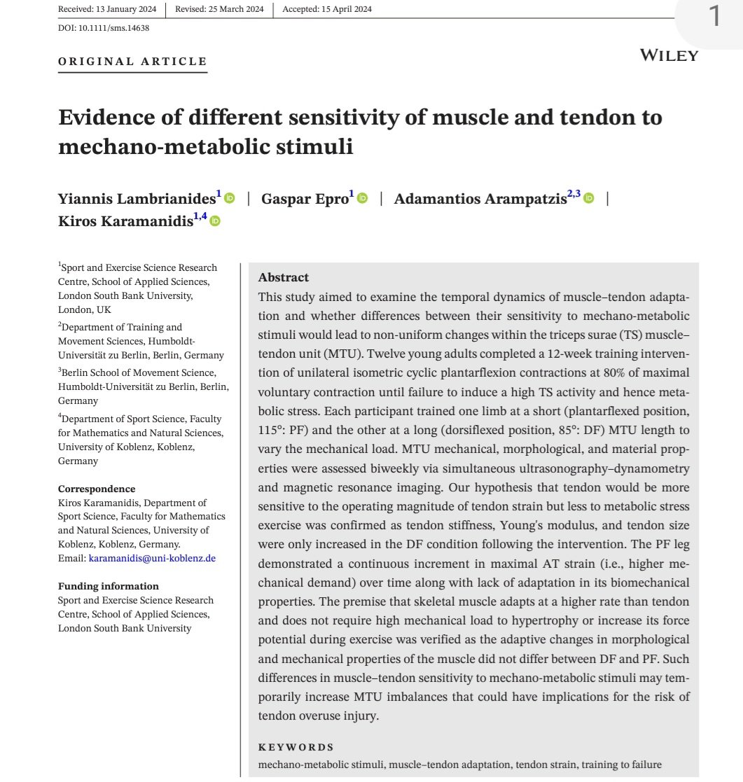 Metabolic stress 🩸 or high mechanical strain ⛓️‍💥 for muscle-tendon adaptations? Let's take a 👀 at the most recent evidence 🧵👇