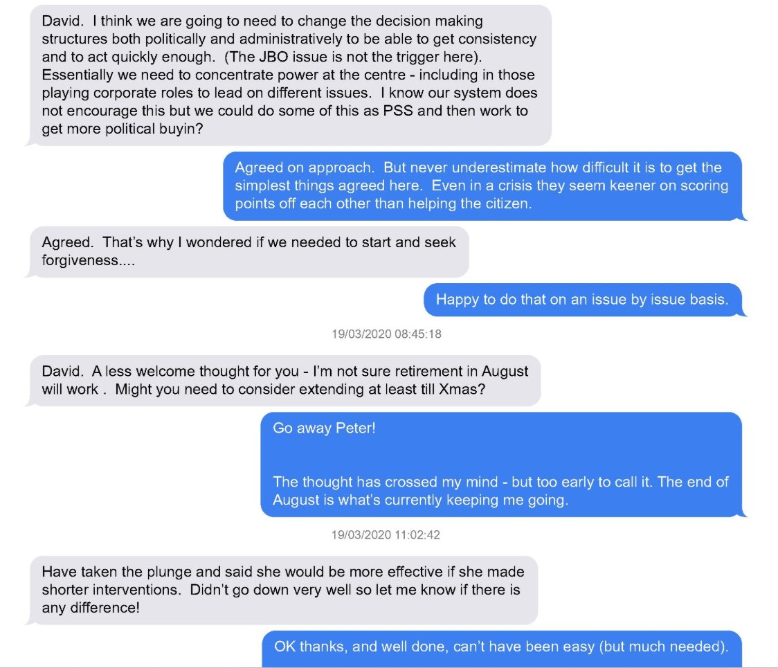 NI's top civil servant, Sir David Sterling, setting out his scathing private view based on what he saw from his ministers (texts with top DoJ official Peter May): 'Even in a crisis they seem keener on scoring points off each other than helping the citizen.'