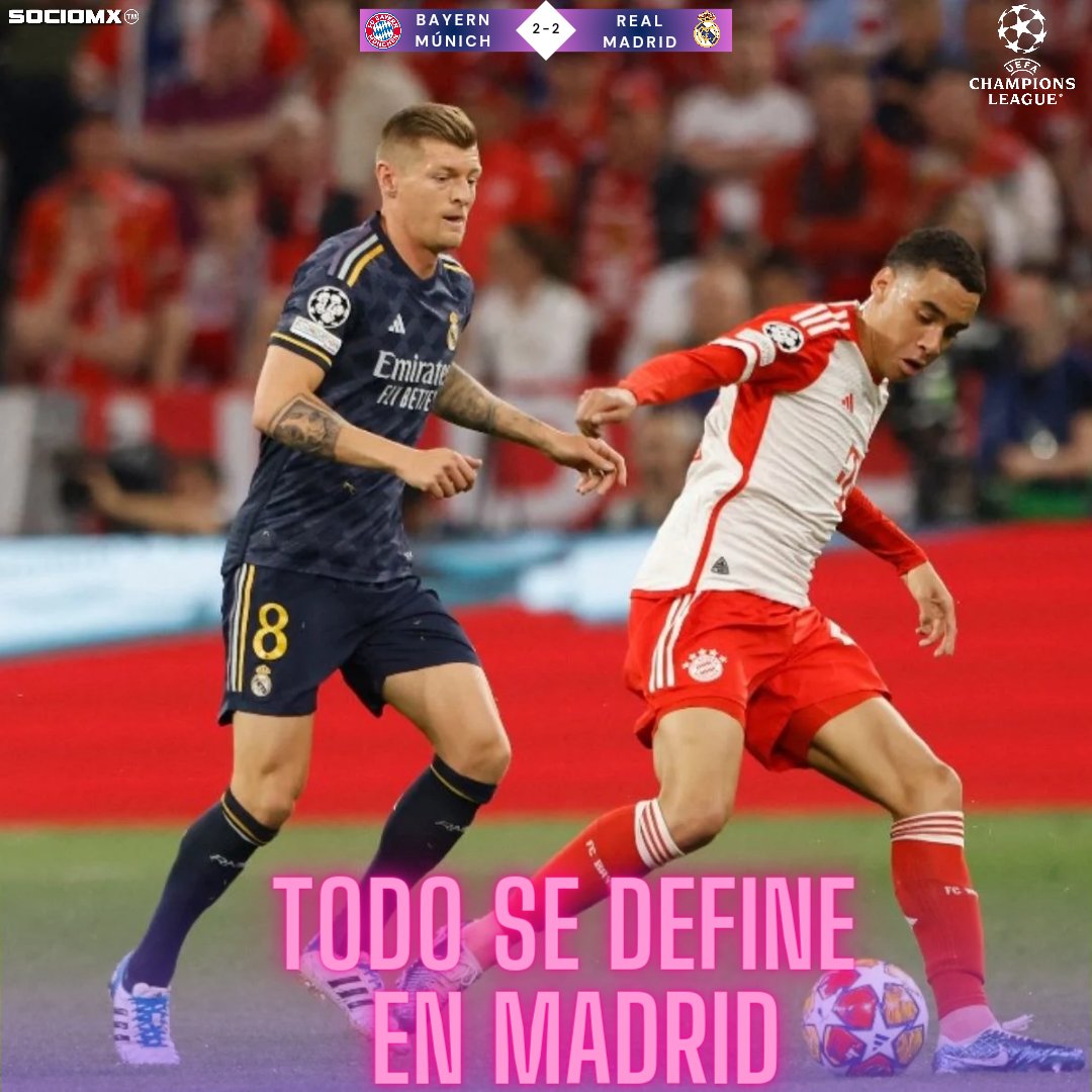 ¡Todo se definirá en Madrid! #BayernMunich y #RealMadrid nos deleitaron con un partidazo en la ida de la semifinal de la #ChampionsLeague 👏.