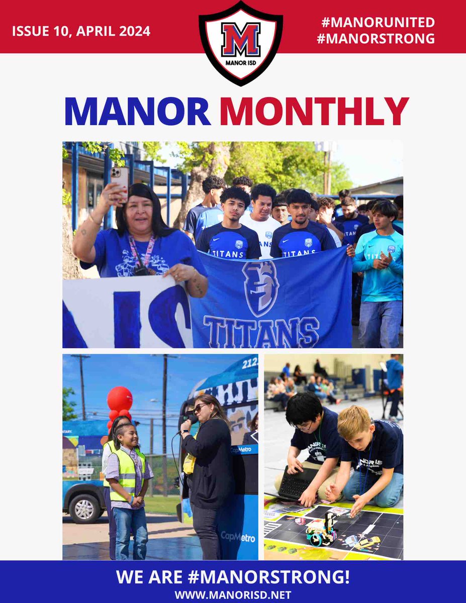 It’s that time again, here is our newest issue of the Manor ISD Manor Monthly! The Manor Monthly is a newsletter for all things Manor ISD in English y Español! 
Read your copy TODAY on our district website: manorisd.net/Page/7471

English➡️: tinyurl.com/yeyrw76u

#ManorStrong