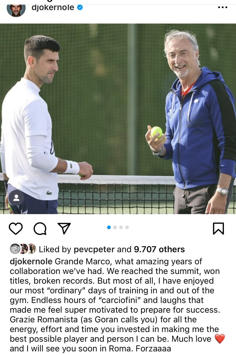 #Djokovic splits with Panichi, new/old fitness coach will be Gebhard Phil-Gritcsh, with whom Novak worked for almost ten years.