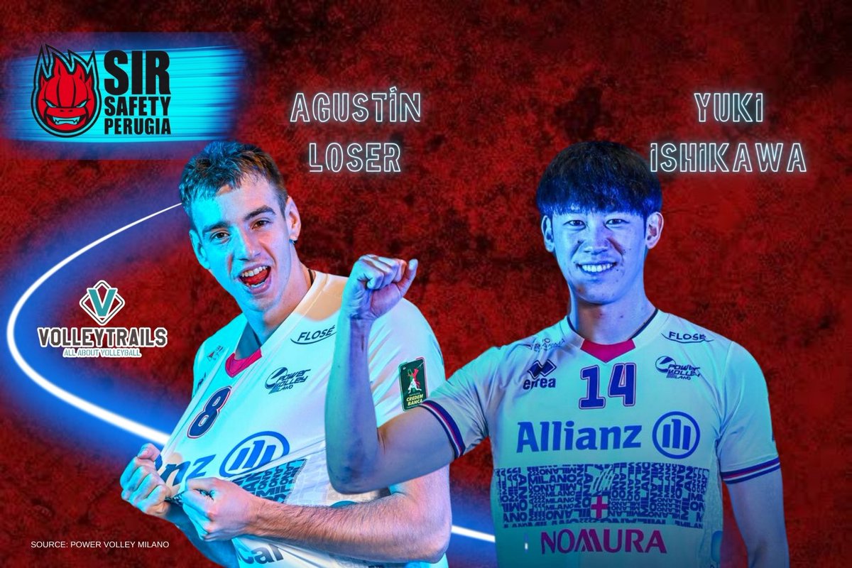 From Milano ➡️ Perugia! Gino Sirci, the president of Sir Safety Perugia, has confirmed that both 🇯🇵 Yuki Ishikawa and 🇦🇷 Agustin Loser will join the reigning Italian League and Club World champion team, Sir Safety Susa Vim Perugia, for the 2024-25 season. 🇮🇹🏐