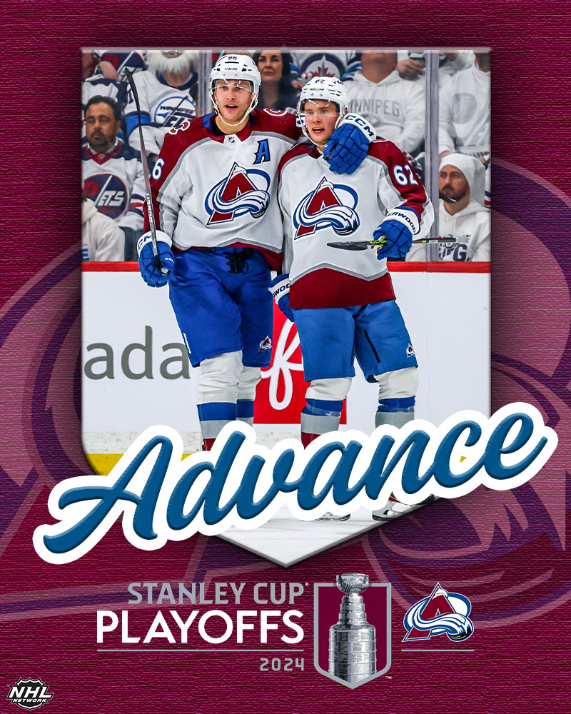 NHL Network (@nhlnetwork) on Twitter photo Ain't no mountain high enough for this <a href="/Avalanche/">Colorado Avalanche</a> 🗻
Colorado advances to the Second Round!
#GoAvsGo | #StanleyCup Ain't no mountain high enough for this <a href="/Avalanche/">Colorado Avalanche</a> 🗻
Colorado advances to the Second Round!
#GoAvsGo | #StanleyCup