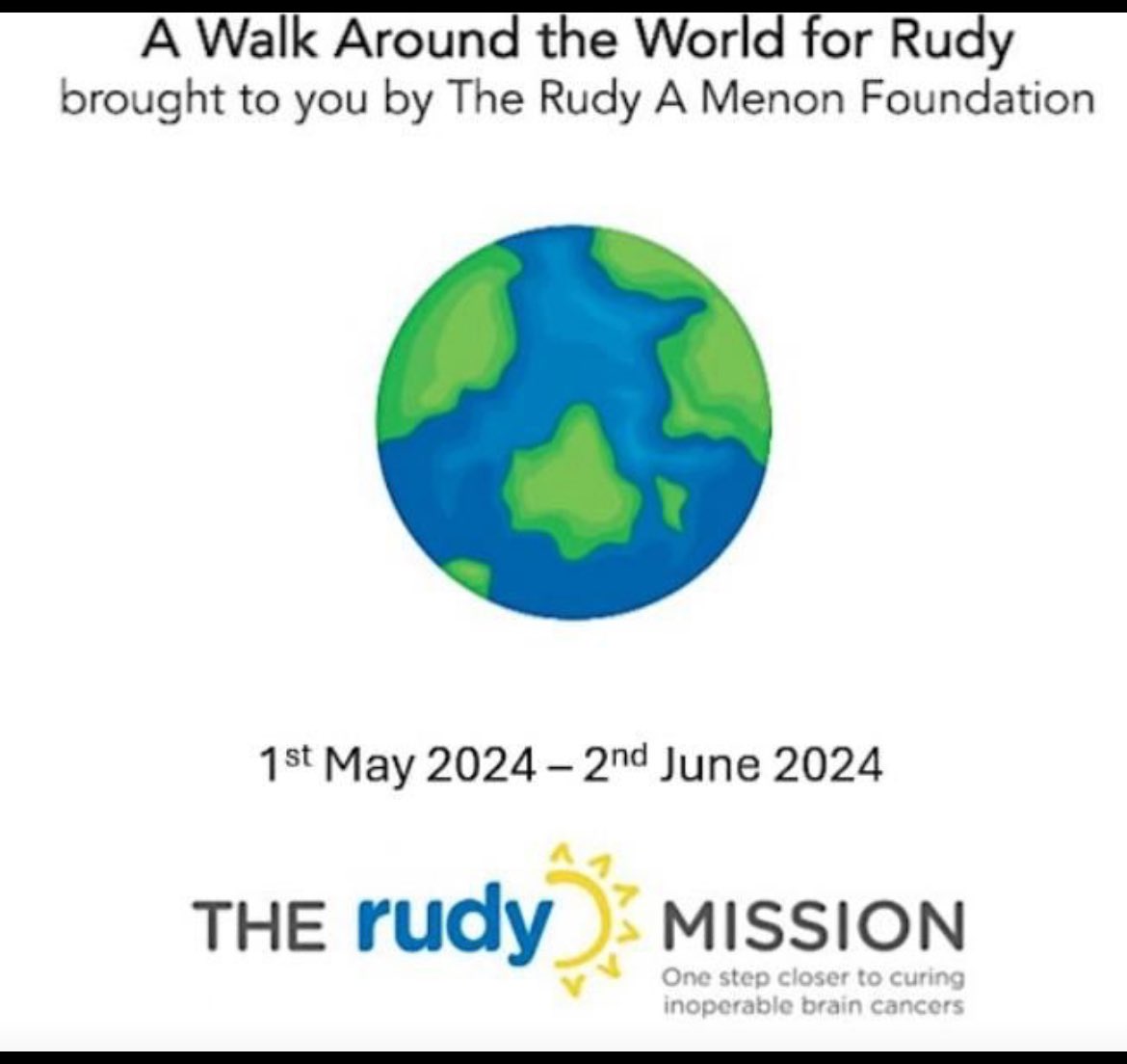 At the RAMF, on May 1st we start our virtual walk across the world as we remember Rudy and create awareness about GC &amp; other inoperable brain cancers. 
Starting in London, we walk east through Reims, Zurich, Ljubljana, Dubrovnik, Thessaloniki, Istanbul &amp; onward… 
Join us to walk