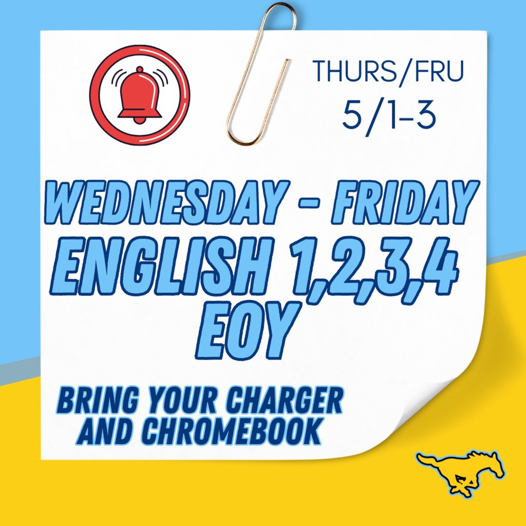 🩵 Reminder: Test Tomorrow 💛 Good Luck Mustangs! #1PRIDE #believe #mcallenisd