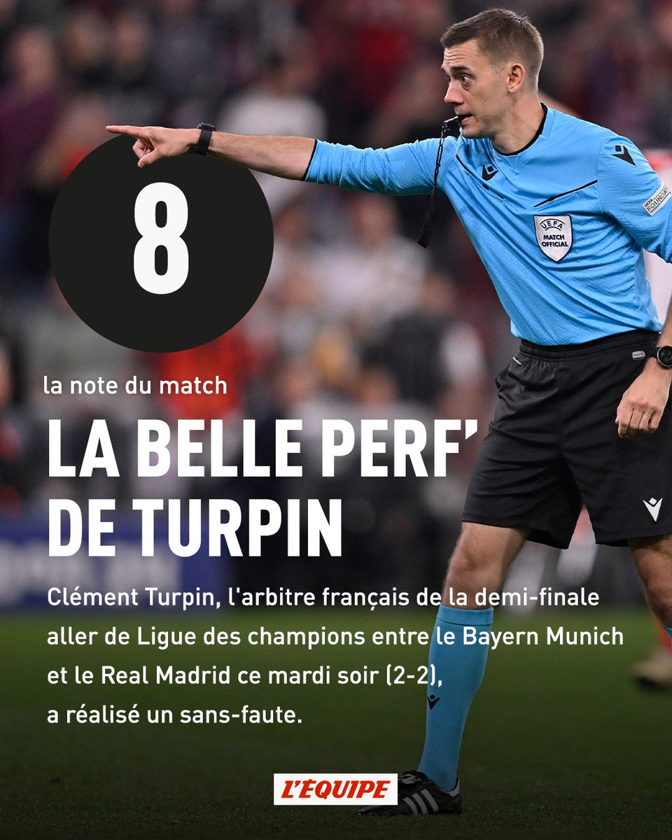La belle perf' de Clément Turpin, l'arbitre de Bayern Munich-Real Madrid > ow.ly/81ll50RsYFX #FCBRMA