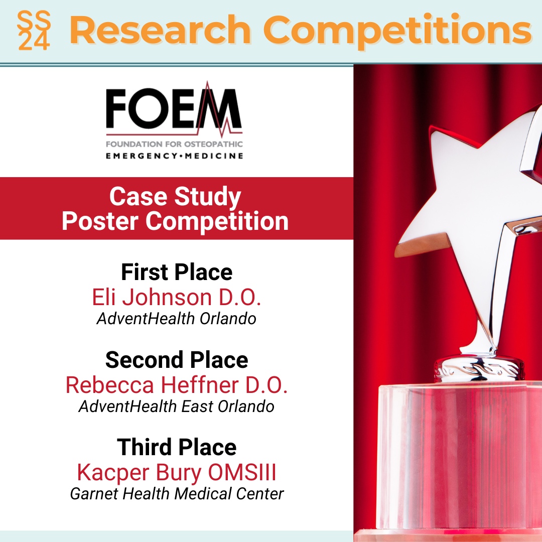 Congratulations to the winners of the #ACOEP24 FOEM Case Study FOEM Poster Competition! All the submissions were fantastic - we look forward to what next year brings! #ACOEPEducation #ACOEP #EmergencyMedicine #PatientCare #OsteopathicMedicine #MedicalEducation #ProfessionalD...