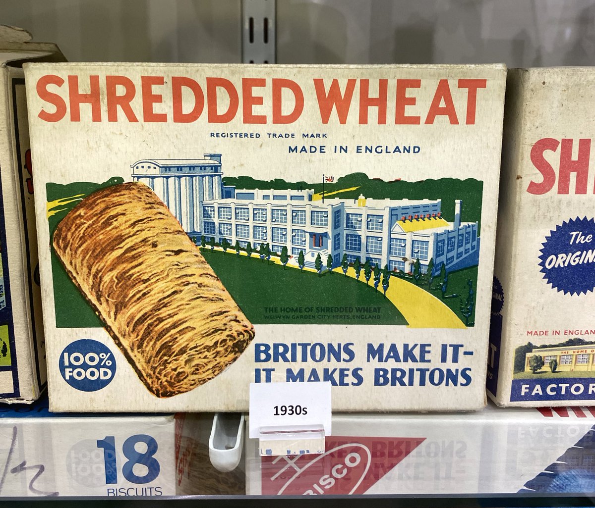 I learn – from a trip to the fab @MuseumofBrands – that Shredded Wheat used to be called Welgar Shredded Wheat. Named after Welwyn Garden City, where it was made.