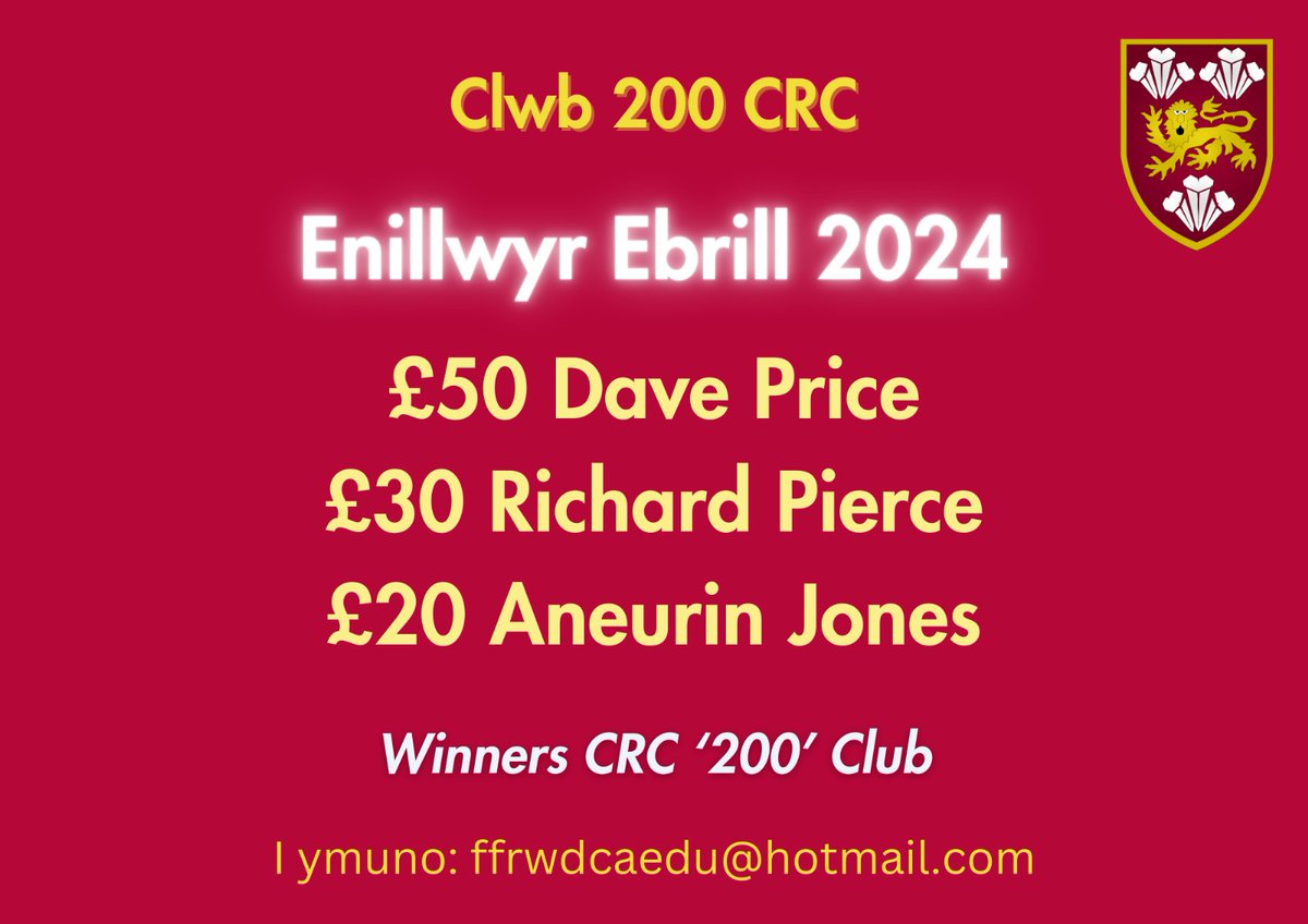 Cyfle i ennill tair gwobr yn fisol. Cysylltwch gyda Gareth ar yr ebost isod. A chance to win three cash prizes each month. Contact Gareth on the email below.