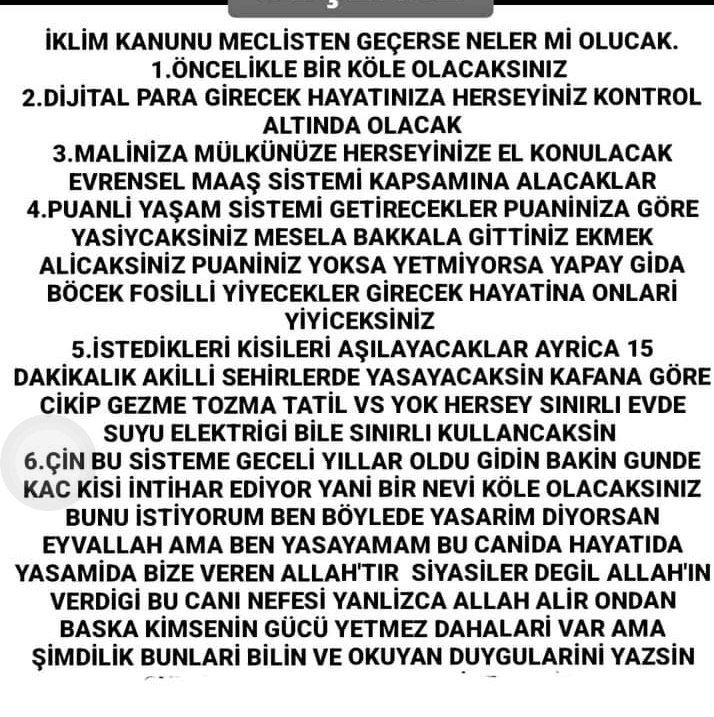 TÜRKİYE DİKKATLE OKU...! İKLİM KANUNU GEÇERSE....! #1MAYIS