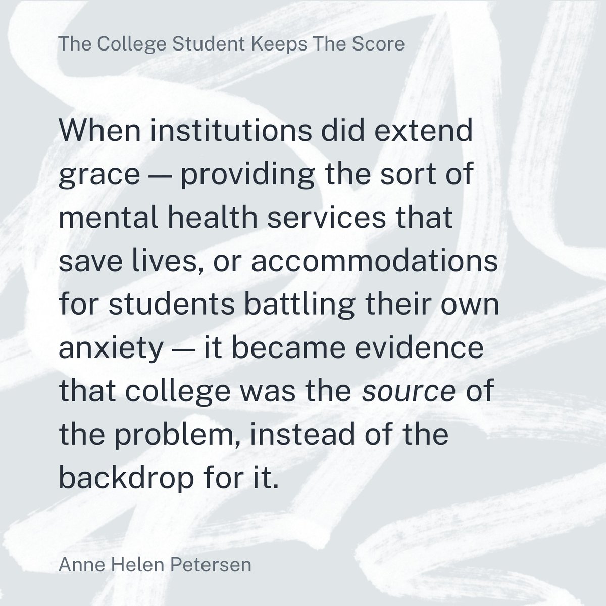 Mike Graziano (@grazmike) on Twitter photo You should always read <a href="/annehelen/">Anne Helen Petersen</a>, but today's is especially good:
"The College Student Keeps the Score"
annehelen.substack.com/p/the-college-… You should always read <a href="/annehelen/">Anne Helen Petersen</a>, but today's is especially good:
"The College Student Keeps the Score"
annehelen.substack.com/p/the-college-…