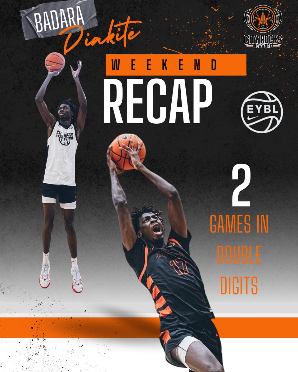 Weekend Recap 📝 2025 F Badara Diakite - @NikeEYB Session I Badara finished in double figures in 2/3 games for us this weekend, using his length and athleticism to make plays on both sides of the ball 💪 #CRFam 🟠 @BadaraDiakite0