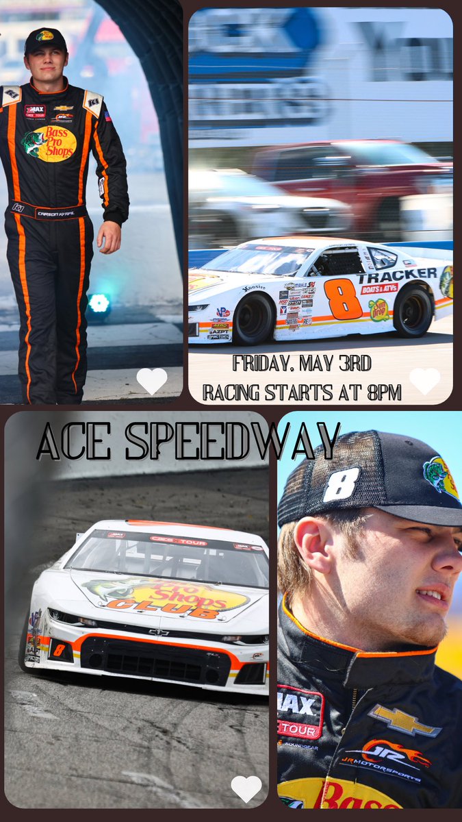 Heading to @AceSpeedway this Friday for the Late Model Stock @CARSTour race. Ready to be back with my #8 @JRMotorsports @BassProShops @TeamChevy team! Watch everything live on @FloRacing.