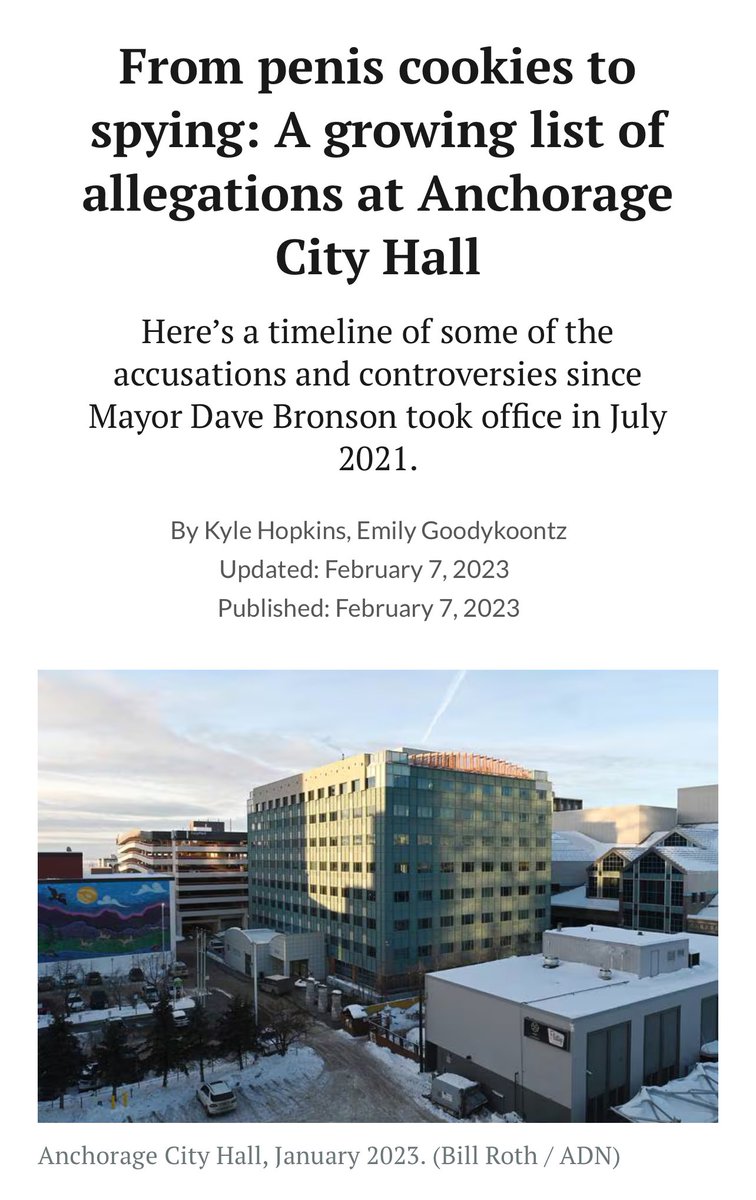 scooterkendall's tweet photo. 3) @mayor_bronson fostered a culture @ City Hall such that his favored employees were bringing penis-shaped cookies in to work, and his own HR Director (Niki Tshibaka) had to resign citing “and increasingly toxic, hostile, &amp; demoralizing work environment.”

#akleg #angov 4/ https://t.co/xAgg0jhDm2