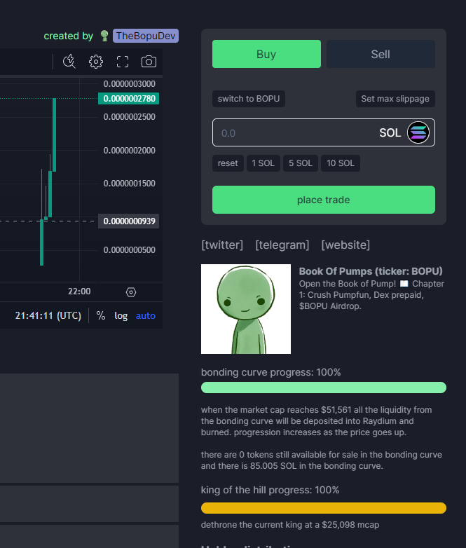 BookOfPumpGame's tweet photo. KOTH &amp; Raydium reached!

$BOPU Airdrop loading.. 📗

Get your highscores in right now!
https://t.co/LXCziE5JFI https://t.co/ijjXSZtxUd