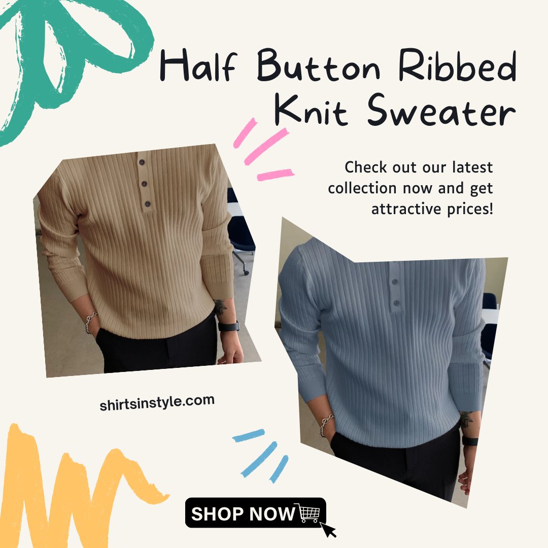 Stay chic and cozy in our Half-Button Ribbed Knit Sweater! 💫🧥 Elevate your winter wardrobe with this stylish sweater, crafted from soft ribbed knit fabric for ultimate comfort. 
Shop Now: shirtsinstyle.com/products/half-…
#shirtsinstyle #ribbedknitsweater #winterfashion