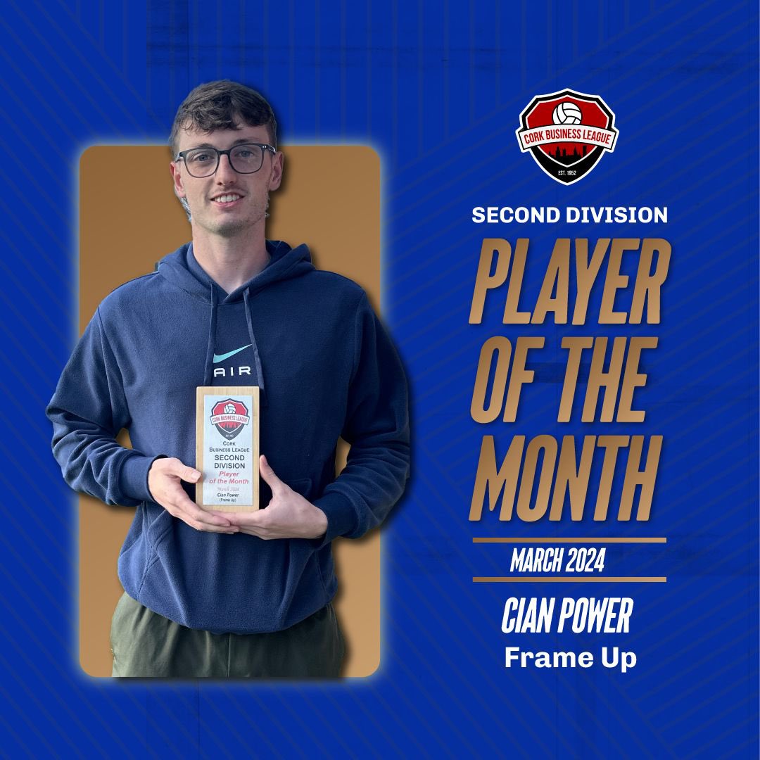 CBL Second Division Player of the Month - March 2024 Cian Power of Frame Up 🖼️ Cian is an ever present player and has been recognised for his commitment to his team and a top performer during the month of March! Well done to him and his team on their first award in the CBL