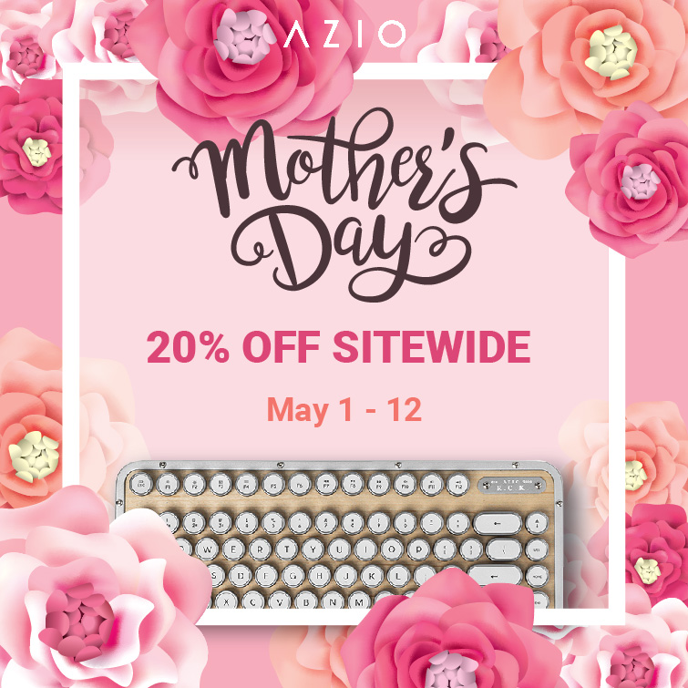 This Mother's Day, show your appreciation with 20% OFF a premium keyboard! #azio #keyboard #mechanicalkeyboard #mouse #pc #desktop #desksetup #design #interior #furniture #decor #tech #mother #mom #MothersDay #sale #discount #promotion #promo #gift #shop #premium #lifestyle