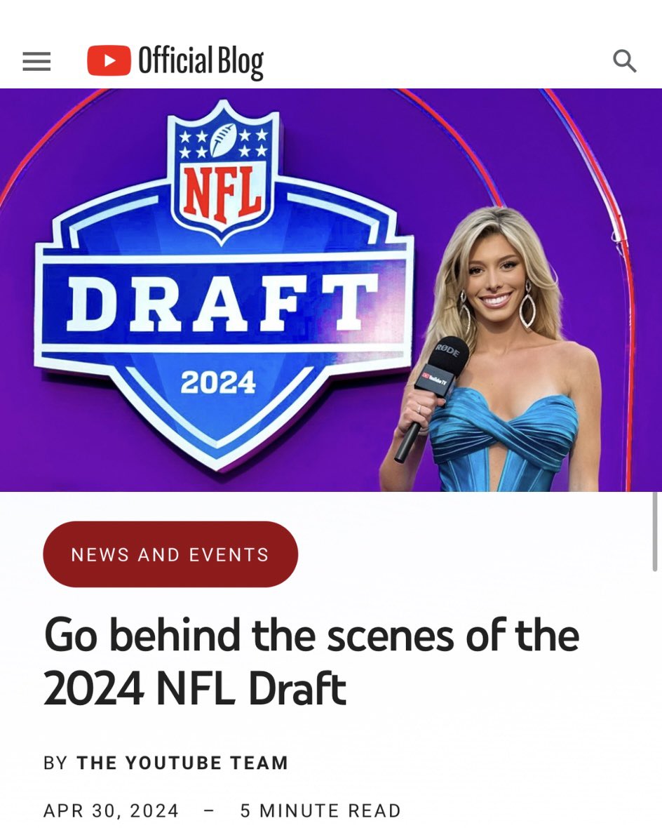 2024 NFL Draft Behind the Scenes! Go Read😊🏈 @NFL @YouTube blog.youtube/news-and-event…