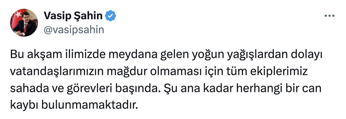 ⭕️ Ankara Valisi Vasip Şahin, başkentte meydana gelen sağanak yağış hakkında açıklamada bulundu.