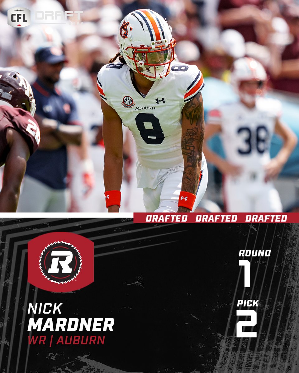 The @REDBLACKS select Nick Mardner with the 2nd overall pick! @NMardner @AuburnFootball 📺: #CFLDraft on TSN 📱: Stream on TSN+