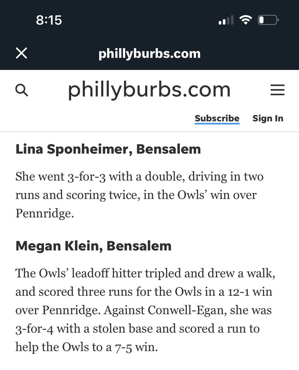 Bensalem Softball (@bensalemsb) on Twitter photo Congrats to <a href="/linasponheimer/">Lina Sponheimer 2024</a> and Meg Klein for being named to the Top Performers in Bucks list for their performance last week! Congrats to <a href="/linasponheimer/">Lina Sponheimer 2024</a> and Meg Klein for being named to the Top Performers in Bucks list for their performance last week!