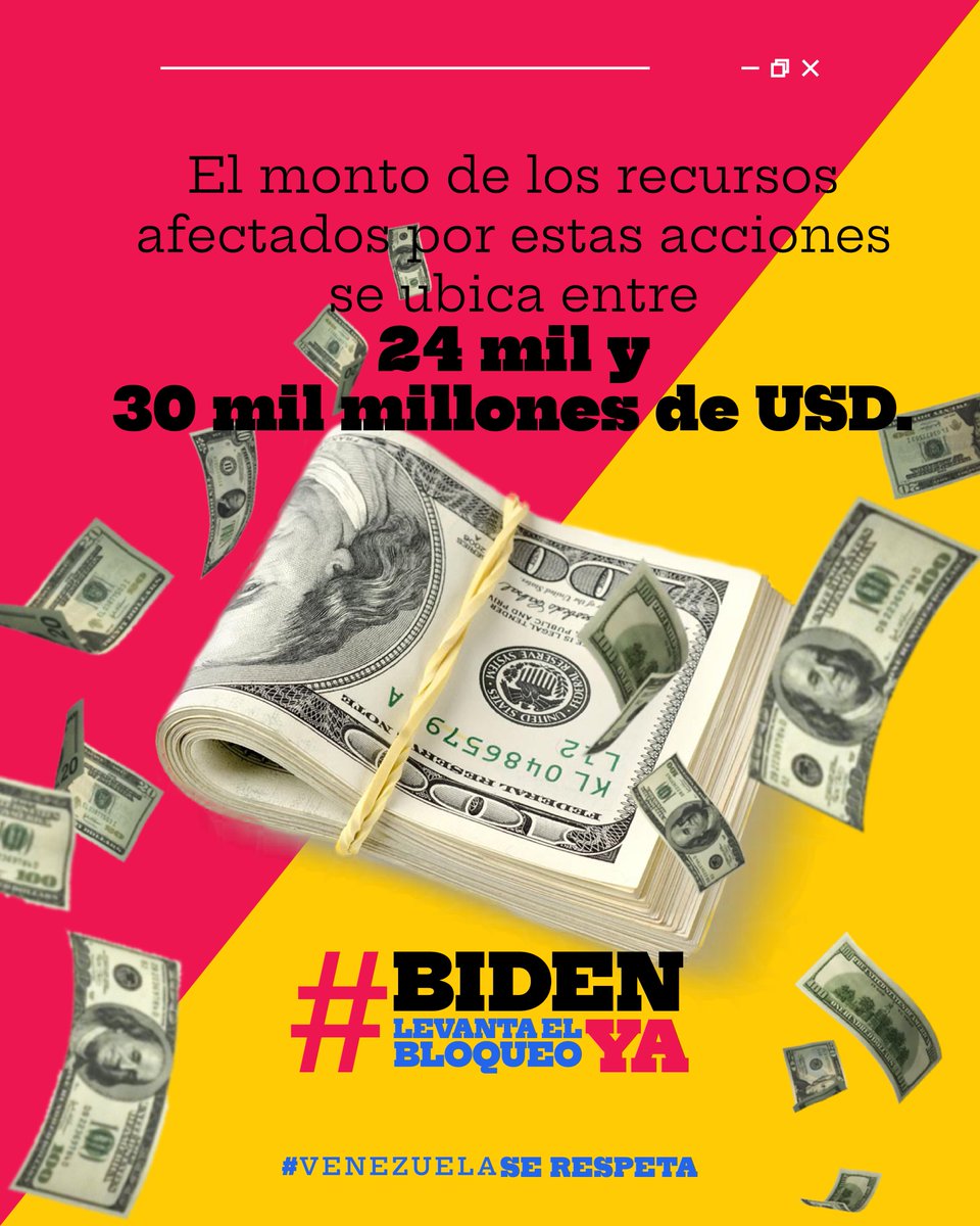 Esta jugarreta del imperio y sus aliados le ha costado al pueblo venezolano 30 mil millones de dólares y por eso exigimos #BidenLevantaElBloqueoYA. #SomosPuebloUnido #HogaresDignosDeLaPatria