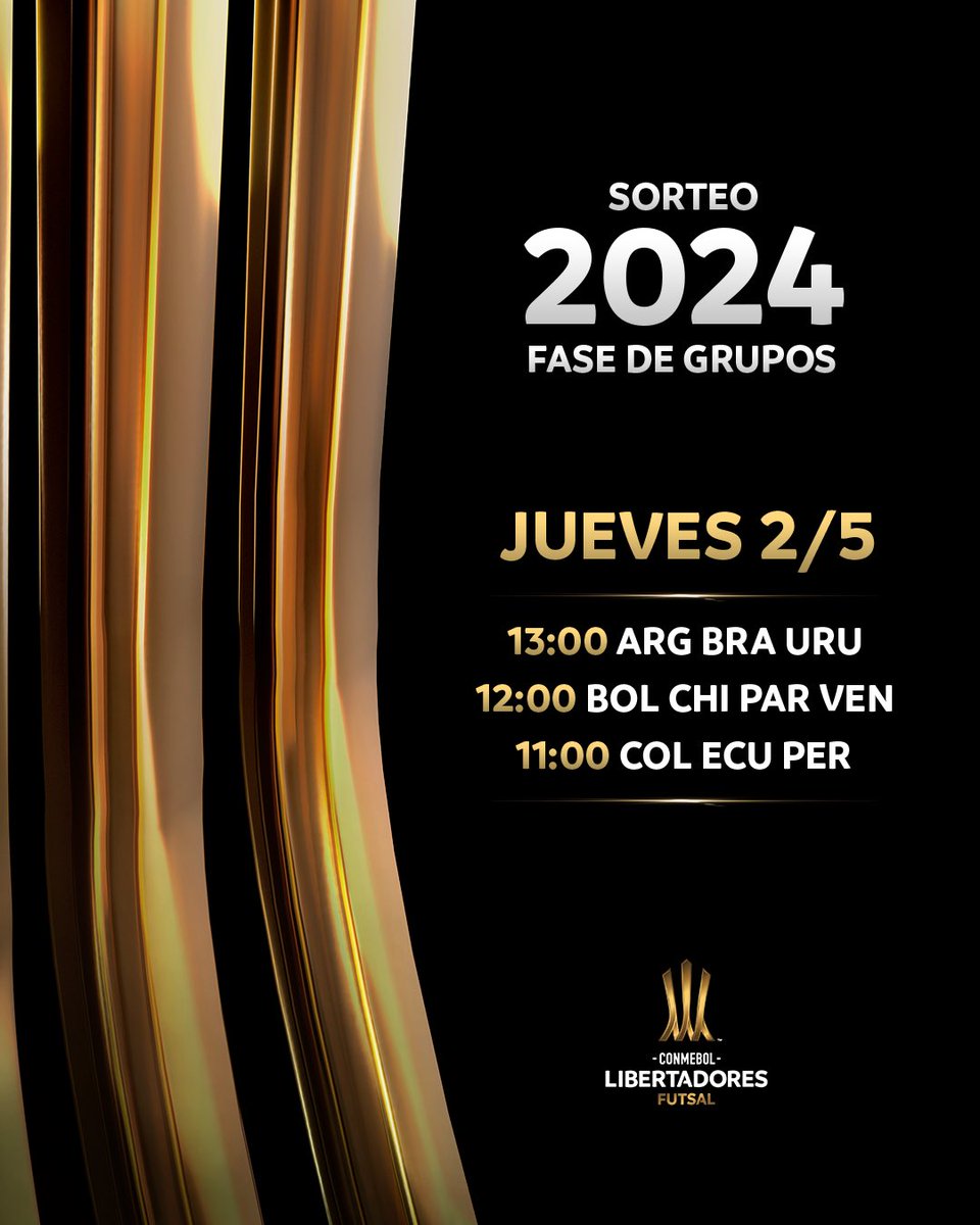 📅 ¡El sorteo de la CONMEBOL #LibertadoresFS 2024 será este jueves 2 de mayo! 📅 O sorteio da CONMEBOL #LibertadoresFS 2024 será nesta quinta, 2 de maio!