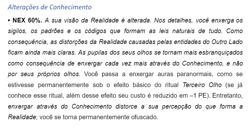 cellbit's tweet photo. vou deixar só esse de spoiler porque é um conceito que já foi bem explorado nas temporadas, mas nunca parei pra escrever tão detalhadamente (e é uma das coisas que eu mais queria fazer pra esse suplemento, detalhar mais como o Outro Lado pode transformar as pessoas)

tá aqui a explicação detalhada de cada etapa do Conhecimento.