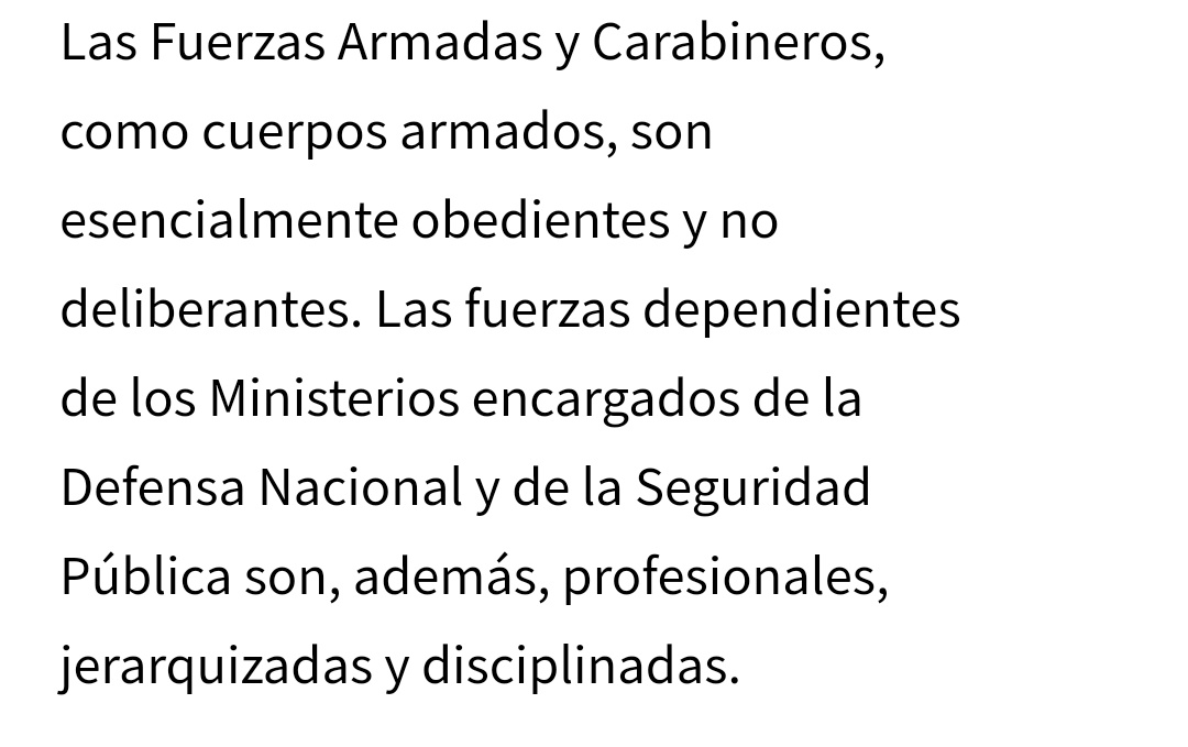 La derecha tan letrada que se hace, pero en el caso del Marino y sus Comentarios Politicos se inventan leyes del culo para tratar de defenderlo, la ley es 1 y esta en el Art 101 de la Constitucion de Pinochet

#NoOlvidamos