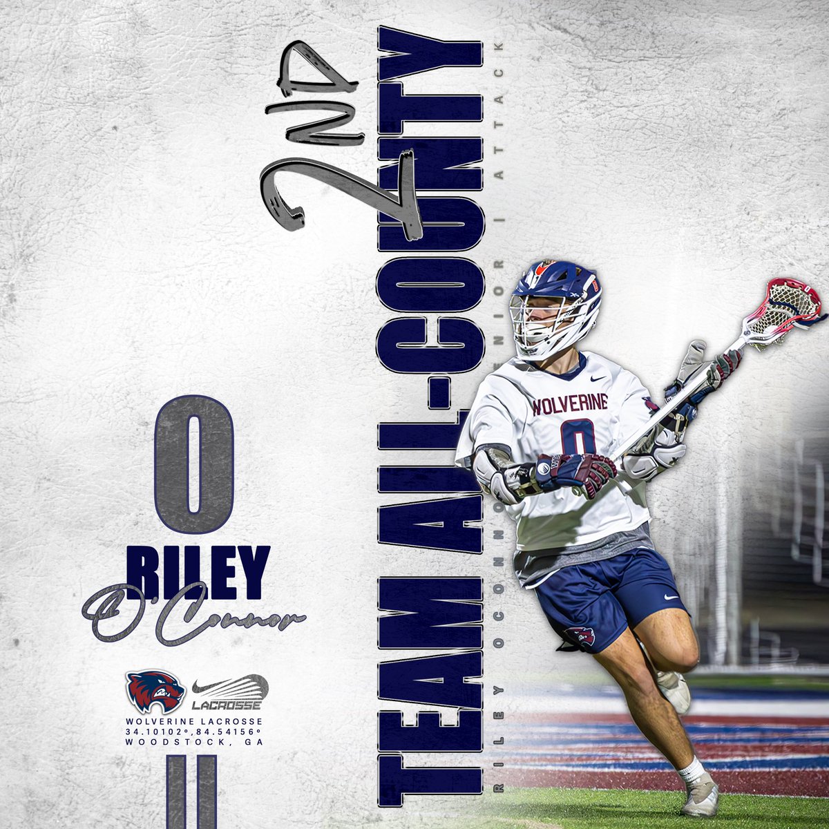 🥈 𝗔𝗟𝗟-𝗖𝗢𝗨𝗡𝗧𝗬 🥈 2nd Team All-County - Thank you all coaches across the county! Riley O’Connor was the definition of Attack, earning himself 2nd All-county. . 5️⃣2️⃣ - Points 3️⃣4️⃣ - Goals 1️⃣8️⃣ - Assists . #lax #ghsa #1woodstock #lax4life #laxlife #laxbros #attack