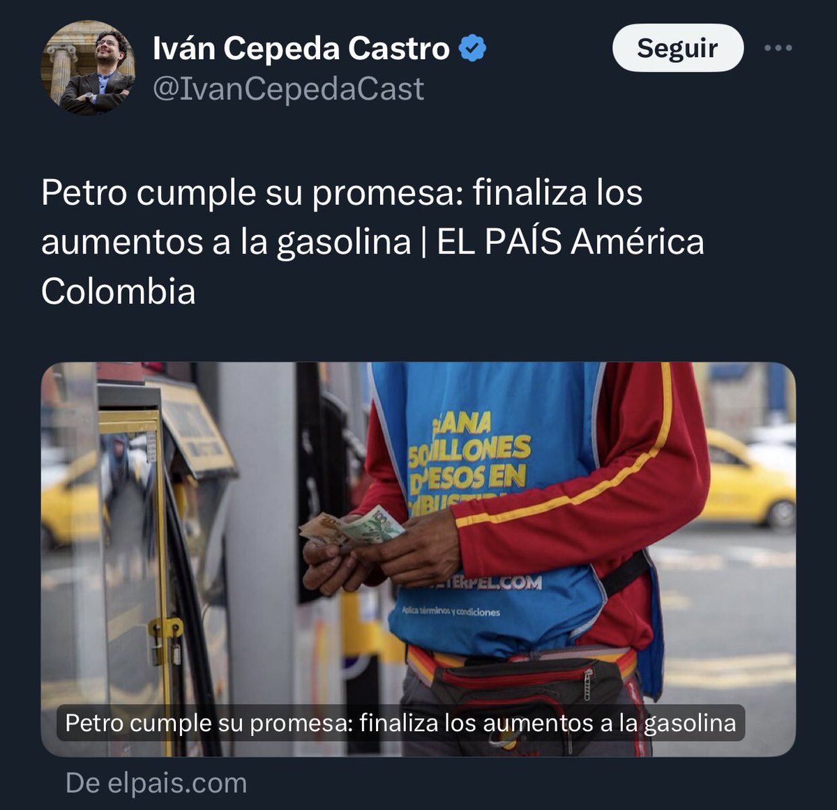 Esto es lo que promete y “cumple” Petro. 
Esta es la palabra del PresiMiente.

#NoMasAlzaALaGasolina