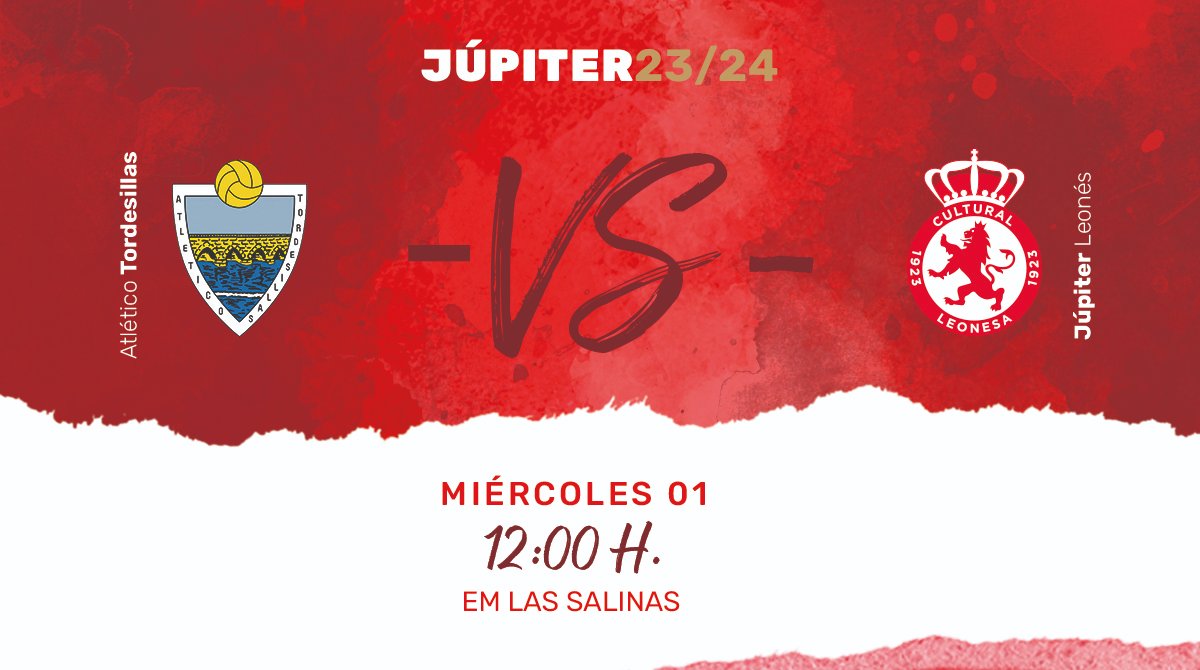🦁 𝗝𝘂́𝗽𝗶𝘁𝗲𝗿 𝗟𝗲𝗼𝗻𝗲́𝘀 🦁

‼️ #DíaDePartido

🏆 Jornada 32 | Tercera Federación
🆚 <a href="/AtcoTordesillas/">Atlético Tordesillas</a> 
🕛12:00
🏟️ EM Las Salinas
📺youtube.com/watch?v=fCnGYe…

#AtcoTordesillasJúpiterLeonés
