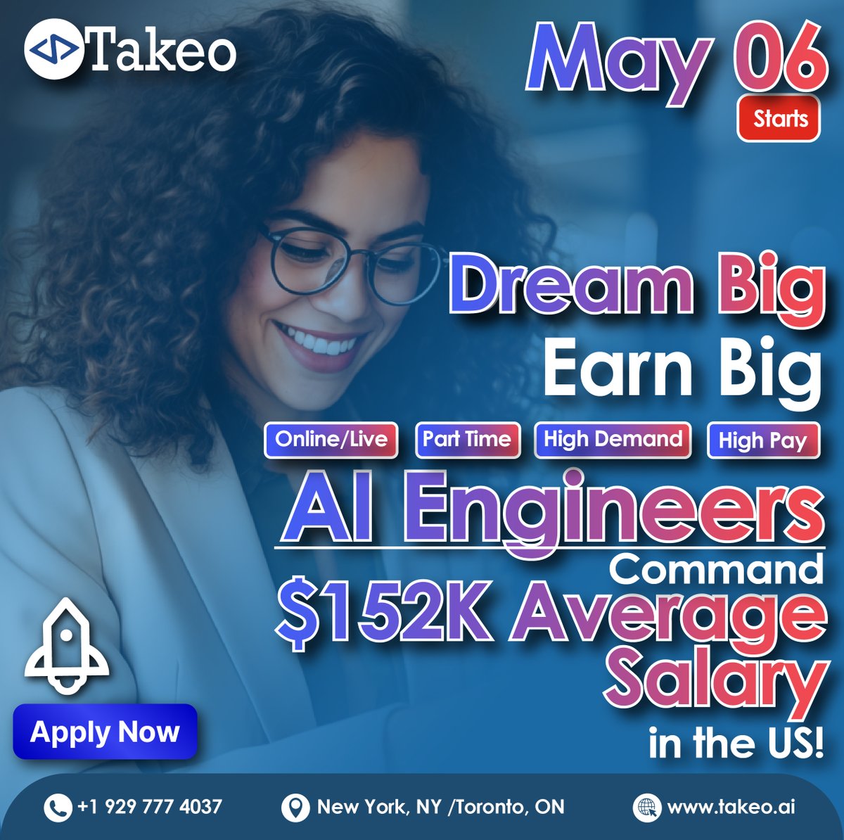 Join our 𝐆𝐞𝐧𝐞𝐫𝐚𝐭𝐢𝐯𝐞 𝐀𝐈 𝐁𝐨𝐨𝐭𝐜𝐚𝐦𝐩 and position yourself for success in this booming industry.  
𝐓𝐨 𝐀𝐩𝐩𝐥𝐲: takeo.ai/generative-ai-…

#TakeoAI #NewFrontiers #AIBootcamp #TechPioneers #InnovateWithAI #FutureTechLeaders #CraftYourFuture #AIInnovation