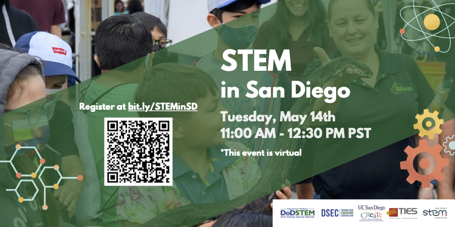 Excited for our next virtual STEM in San Diego meeting on May 14, 2024, 11:00 AM - 12:30 PM PST! Join us to explore STEM trends, resources, and needs in the region. Open to all! Register at bit.ly/STEMinSD. #STEMinSD #SanDiegoSTEM