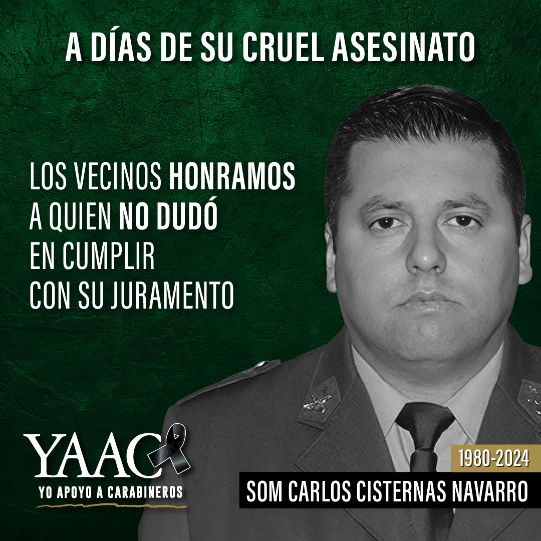 A días de haber sido cruelmente asesinados, los vecinos les rendimos un homenaje a los S.O.M. Carlos Cisternas, Sergio Arévalo y Misael Vidal, mártires de Carabineros. #YoApoyoACarabineros