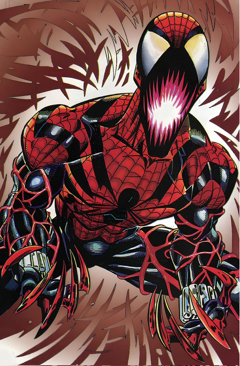 Do you like Spider-Carnage? Well, then, check out this unused cover concept for Amazing Spider-Man #410! This and many more Clone Saga oddities can be found in the Scarlet Archives! drive.google.com/drive/folders/…