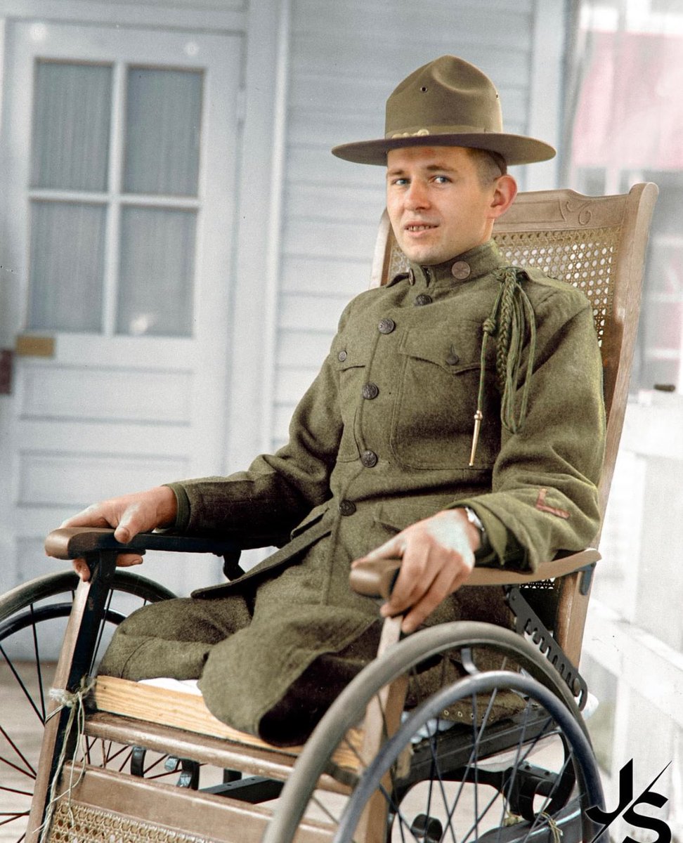 An American soldier who lost both of  his legs in The Great War.